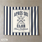 Apres Ski Club personalized wall tapestry, True Navy stripes