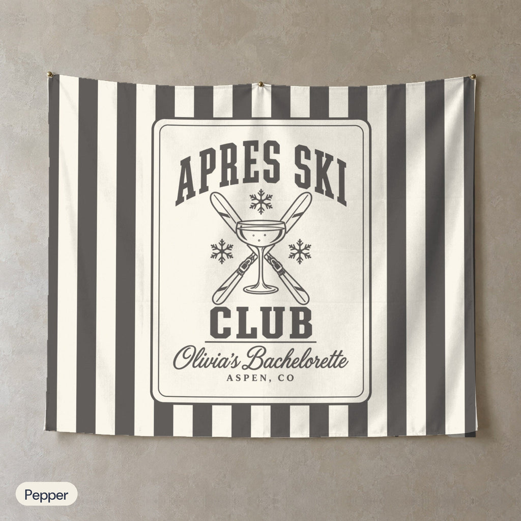 Apres Ski Club personalized wall tapestry, Pepper stripes