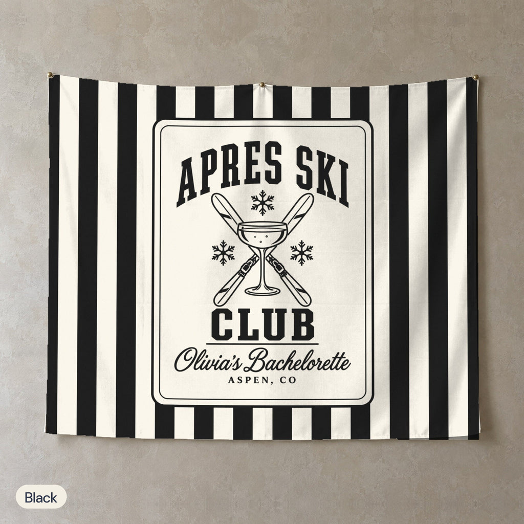 Apres Ski Club personalized wall tapestry, Black stripes