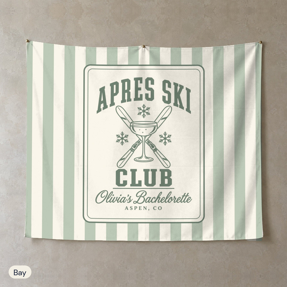Apres Ski Club personalized wall tapestry, Bay stripes