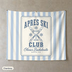 Apres Ski Club personalized wall tapestry, Chambray stripes
