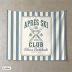 Apres Ski Club personalized wall tapestry, Ice Blue stripes