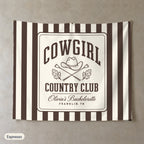 Cowgirl Country Club personalized wall tapestry, Espresso stripes