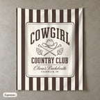 Cowgirl Country Club personalized wall tapestry in portrait, Espresso