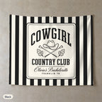 Cowgirl Country Club personalized wall tapestry, Black stripes