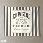 Cowgirl Country Club personalized wall tapestry, Pepper stripes