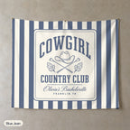 Cowgirl Country Club personalized wall tapestry, Blue Jean stripes