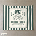 Cowgirl Country Club personalized wall tapestry, Blue Spruce stripes