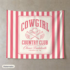 Cowgirl Country Club personalized wall tapestry, Watermelon stripes