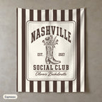 Nashville Social Club personalized wall tapestry in portrait, Espresso