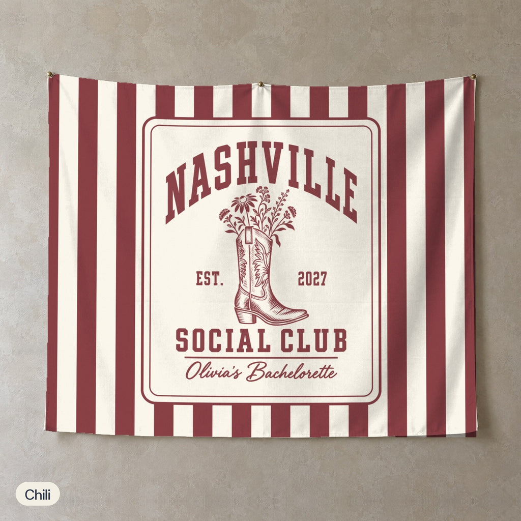 Nashville Social Club personalized wall tapestry, Chili stripes