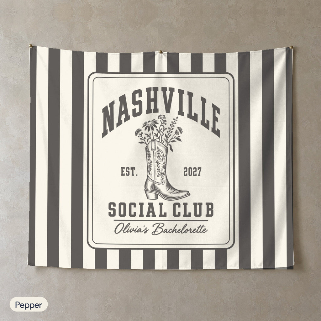 Nashville Social Club personalized wall tapestry, Pepper stripes