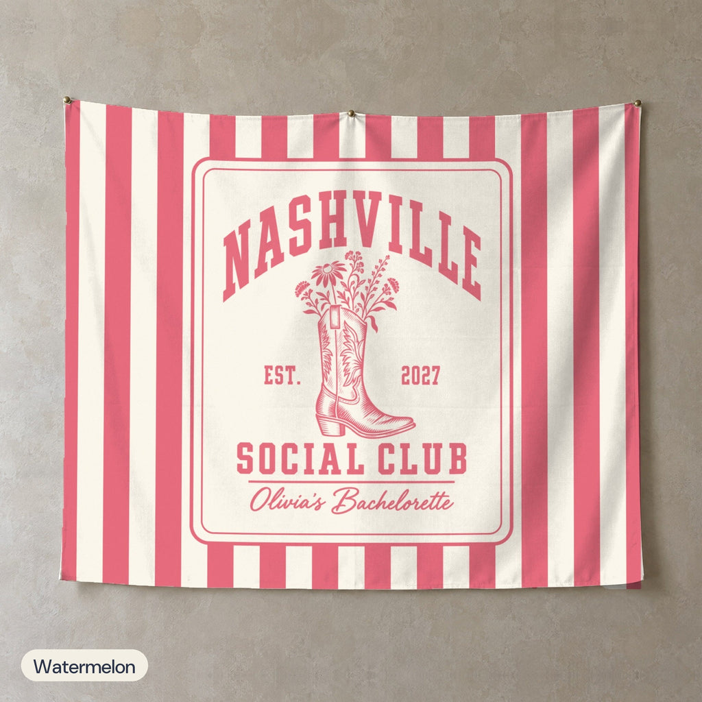 Nashville Social Club personalized wall tapestry, Watermelon stripes