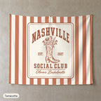 Nashville Social Club personalized wall tapestry, Terracotta stripes