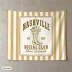 Nashville Social Club personalized wall tapestry, Mustard stripes