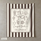 Cowgirl Bride & Crew personalized wall tapestry in portrait, Espresso
