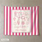 Cowgirl Bride & Crew personalized wall tapestry, Crunchberry stripes