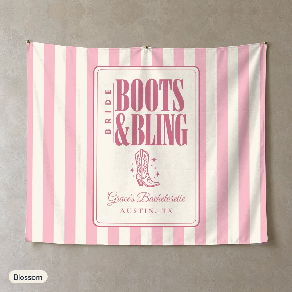 Boots & Bling personalized wall tapestry, Blossom stripes