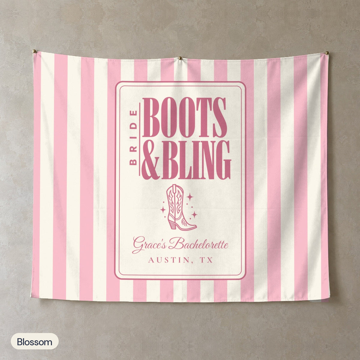 Boots & Bling personalized wall tapestry, Blossom stripes