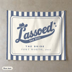 Lassoed For Life personalized wall tapestry, Blue Jean stripes