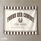 Found Her Cowboy personalized wall tapestry, Espresso stripes