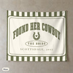 Found Her Cowboy personalized wall tapestry, Moss stripes