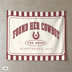 Found Her Cowboy personalized wall tapestry, Chili stripes