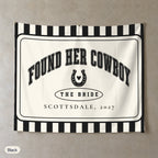 Found Her Cowboy personalized wall tapestry, Black stripes