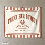 Found Her Cowboy personalized wall tapestry, Terracotta stripes