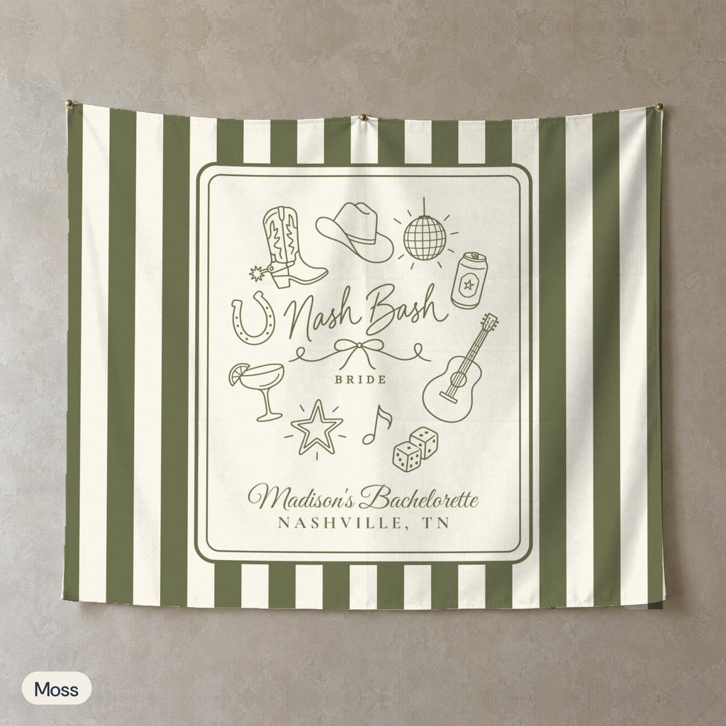 Nash Bash personalized wall tapestry, Moss stripes