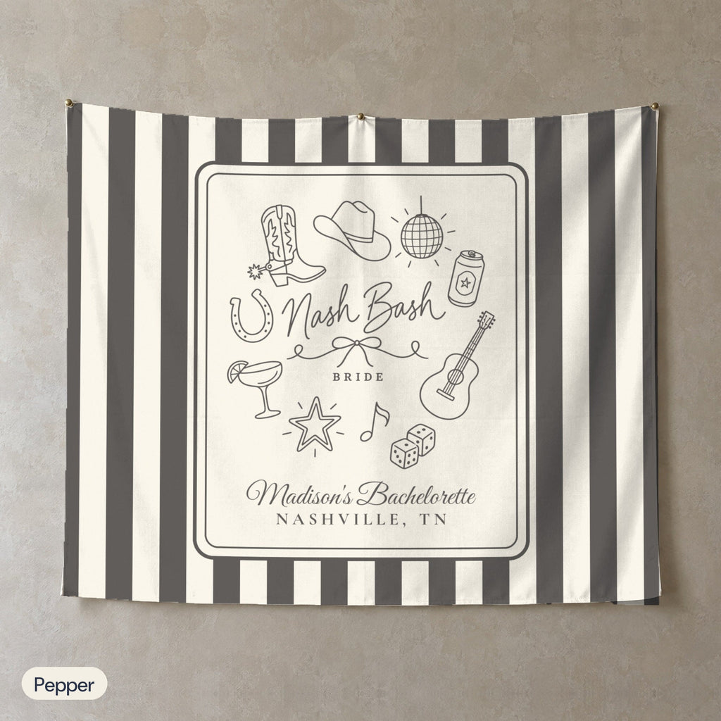 Nash Bash personalized wall tapestry, Pepper stripes