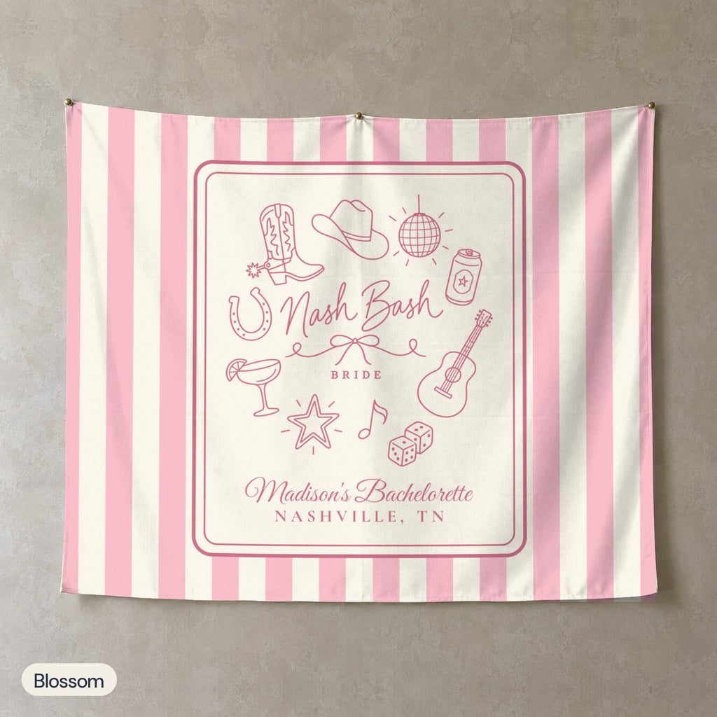 Nash Bash personalized wall tapestry, Blossom stripes