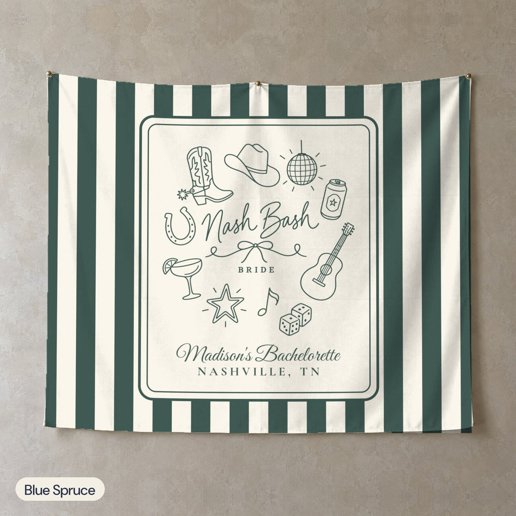 Nash Bash personalized wall tapestry, Blue Spruce stripes