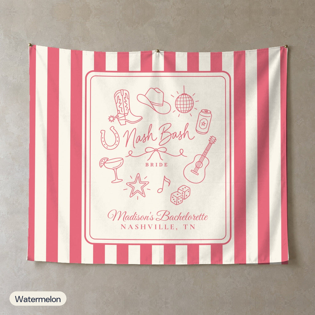 Nash Bash personalized wall tapestry, Watermelon stripes