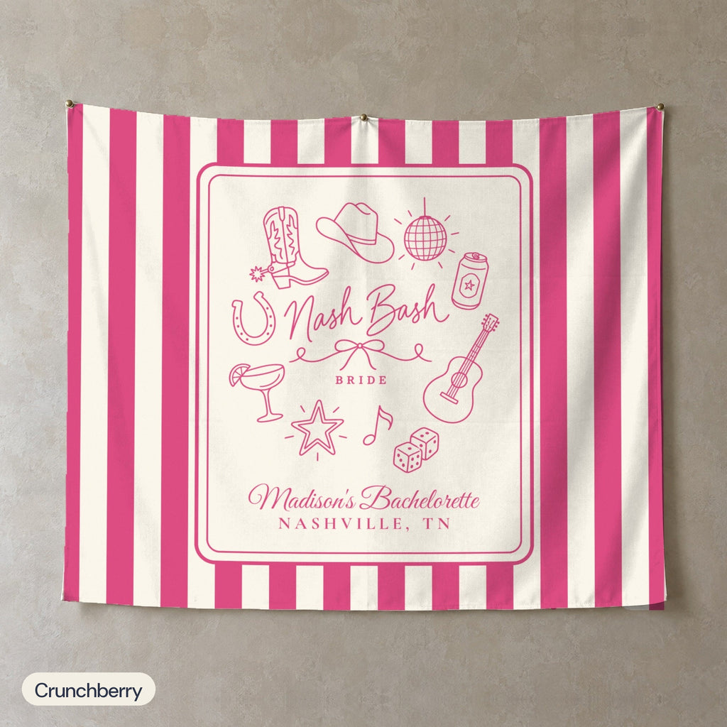 Nash Bash personalized wall tapestry, Crunchberry stripes