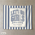 Let's Go Girls personalized wall tapestry, Blue Jean stripes