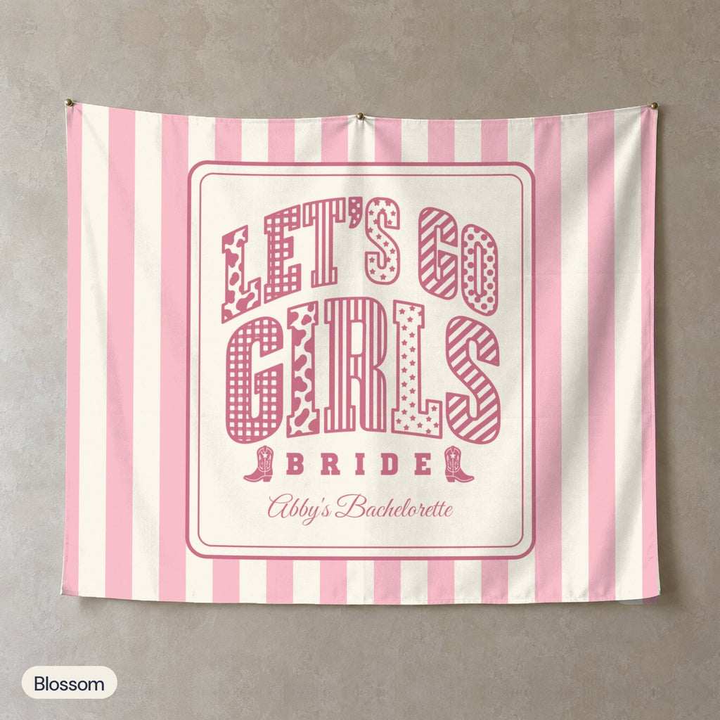 Let's Go Girls personalized wall tapestry, Blossom stripes