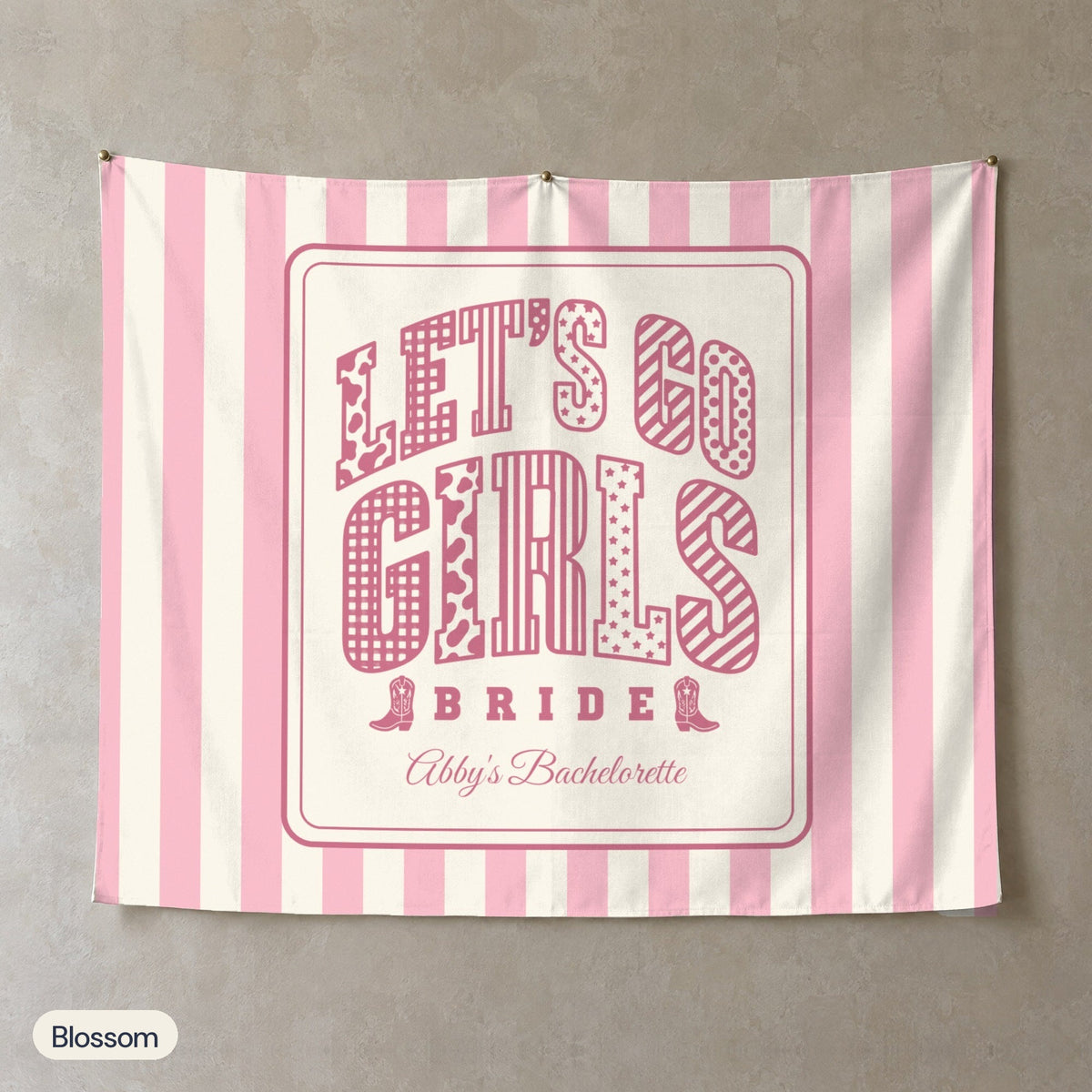Let's Go Girls personalized wall tapestry, Blossom stripes