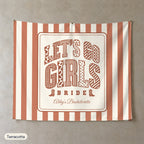 Let's Go Girls personalized wall tapestry, Terracotta stripes