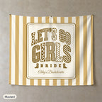 Let's Go Girls personalized wall tapestry, Mustard stripes