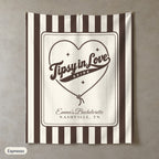 Tipsy In Love personalized wall tapestry in portrait, Espresso