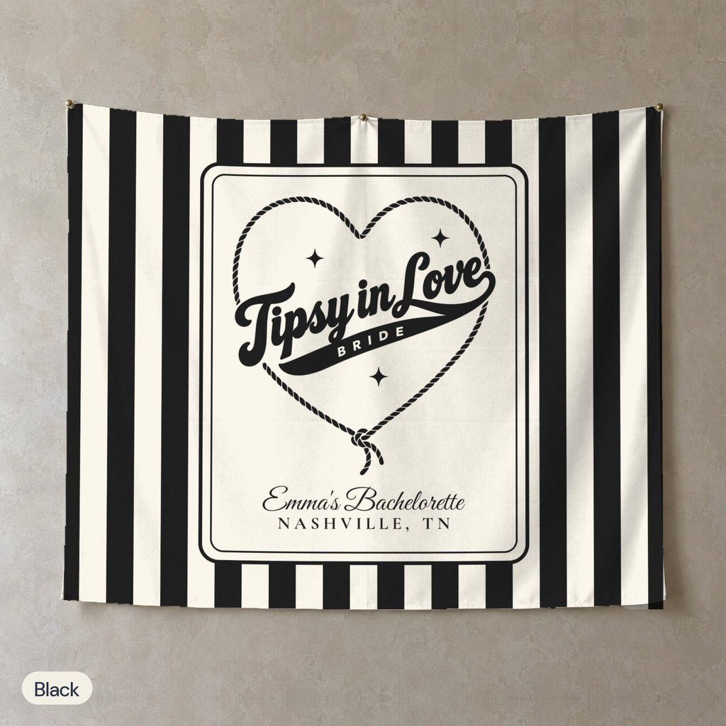 Tipsy In Love personalized wall tapestry, Black stripes
