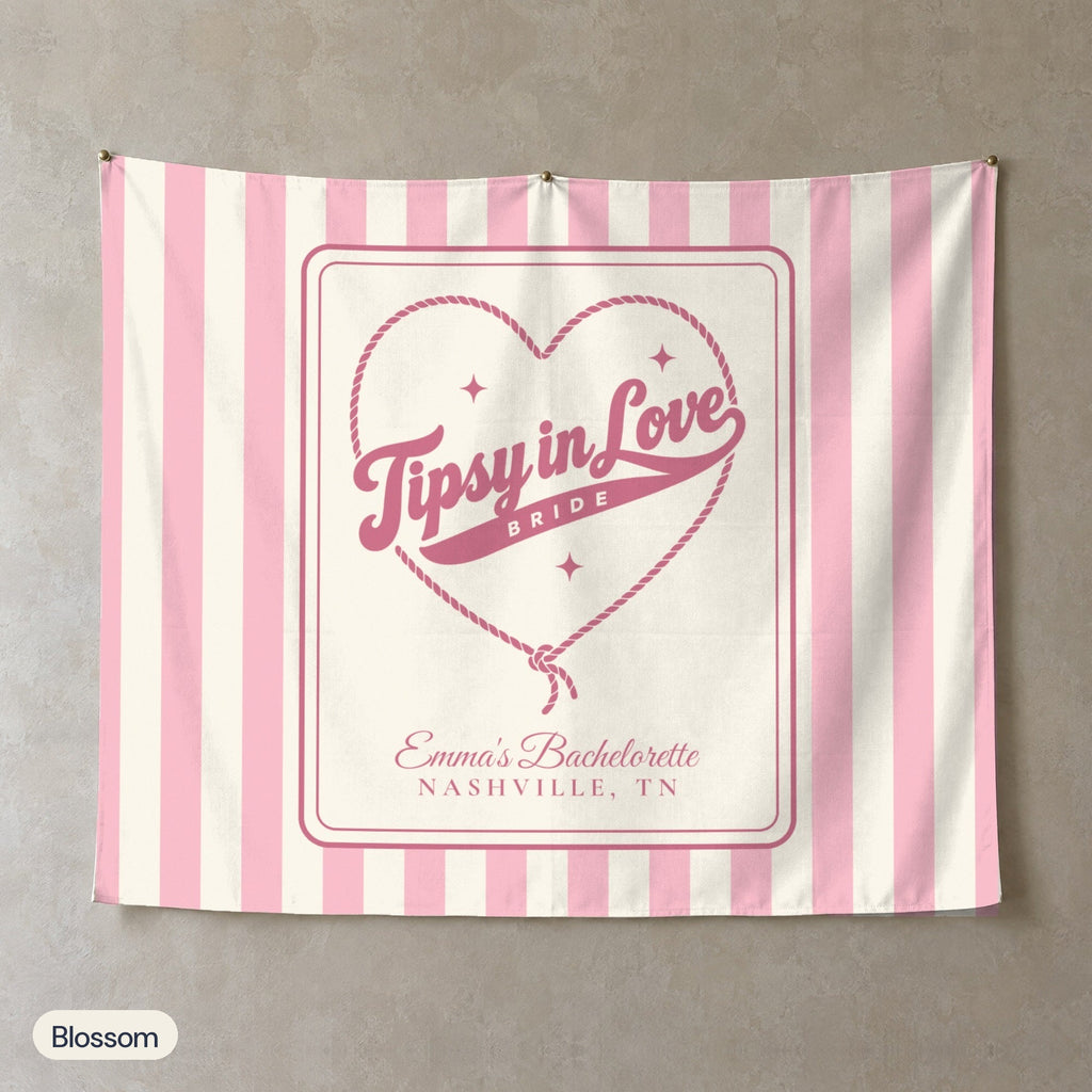 Tipsy In Love personalized wall tapestry, Blossom stripes