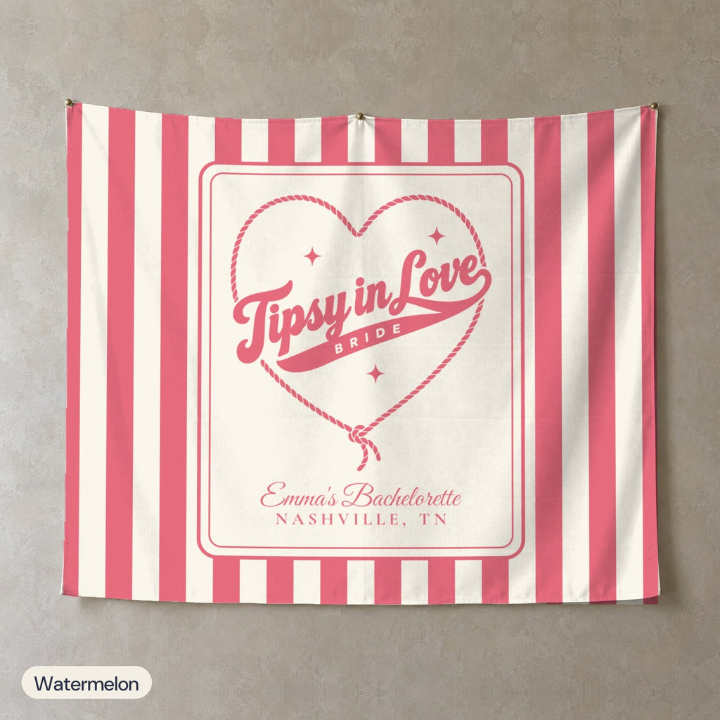 Tipsy In Love personalized wall tapestry, Watermelon stripes