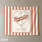 Tipsy In Love personalized wall tapestry, Terracotta stripes