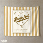 Tipsy In Love personalized wall tapestry, Mustard stripes