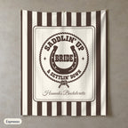 Saddlin' Up & Settlin' Down personalized wall tapestry in portrait, Espresso