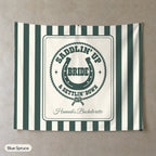 Saddlin' Up & Settlin' Down personalized wall tapestry, Blue Spruce stripes