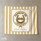 Saddlin' Up & Settlin' Down personalized wall tapestry, Mustard stripes