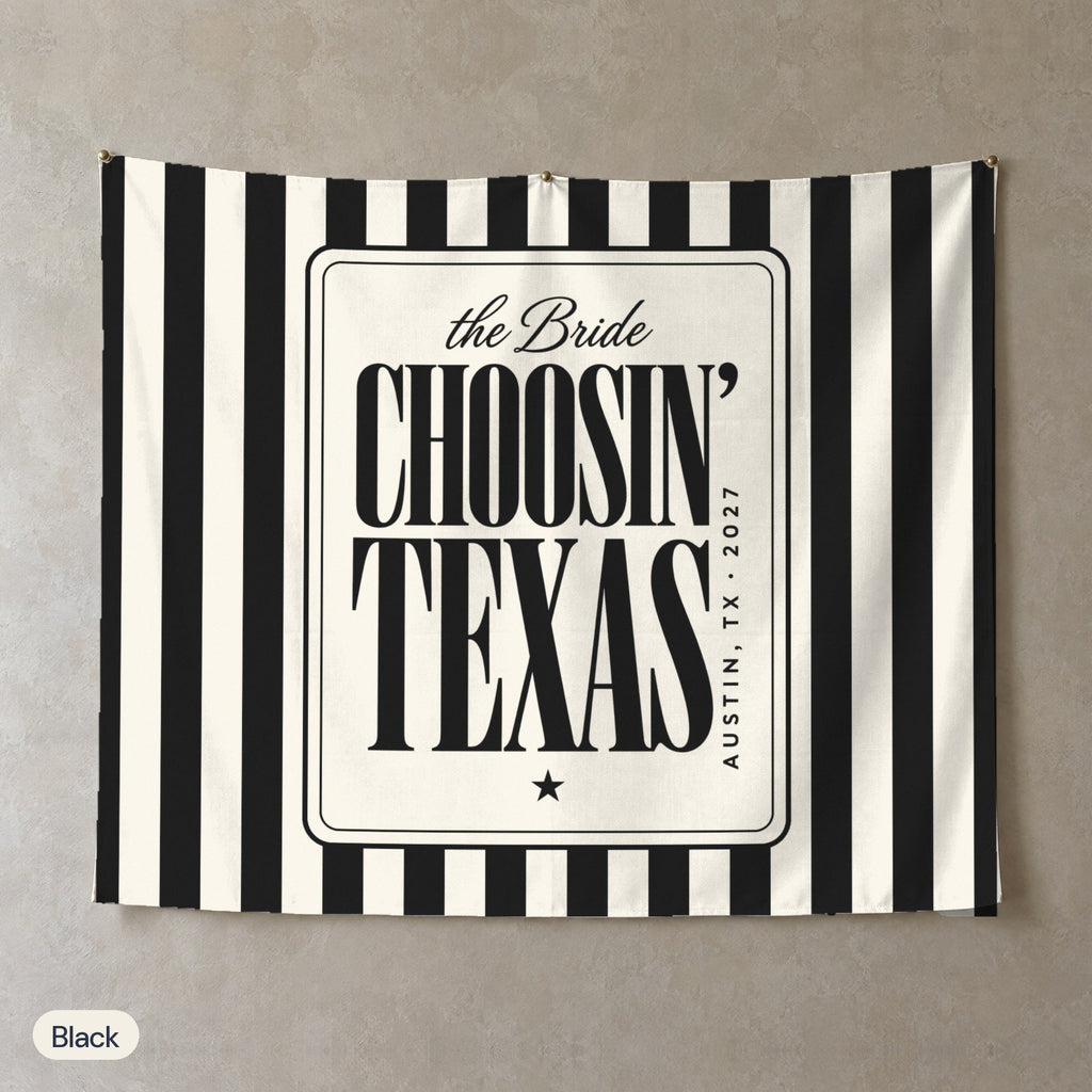 Choosin' Texas personalized wall tapestry, Black stripes